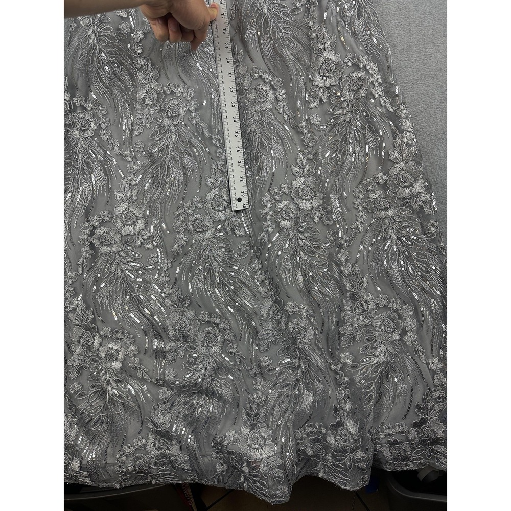 Alex Evenings Dress Womens 8 Silver Sequin Lace A-Line Formal Maxi Gown NWT - Picture 6 of 11